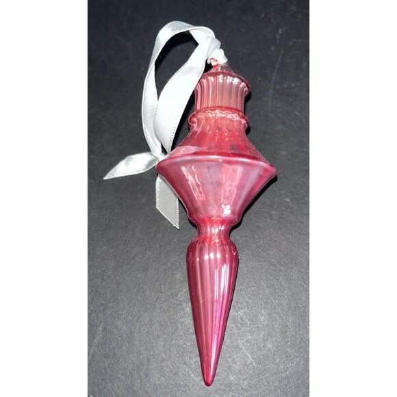 6 Vintage Style Red Glass Finial Christmas Ornaments With Ribbon Hangers - Picture 4 of 6